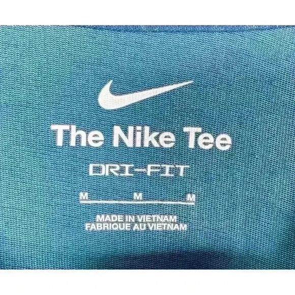 Nike Mens T-Shirt Blue On Blue Nike Spelled Out Swoosh Dri-Fit Cotton Medium - Picture 2 of 4